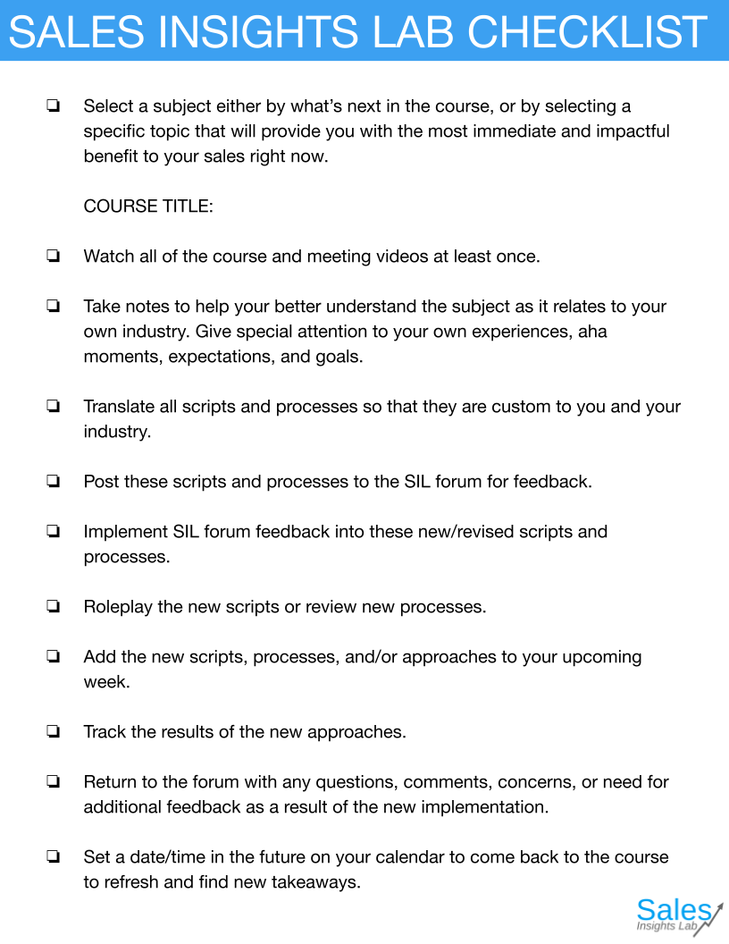 SIL Checklist